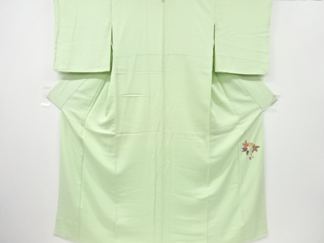 百貫達雄　抽象模様織り出し一つ紋色無地着物